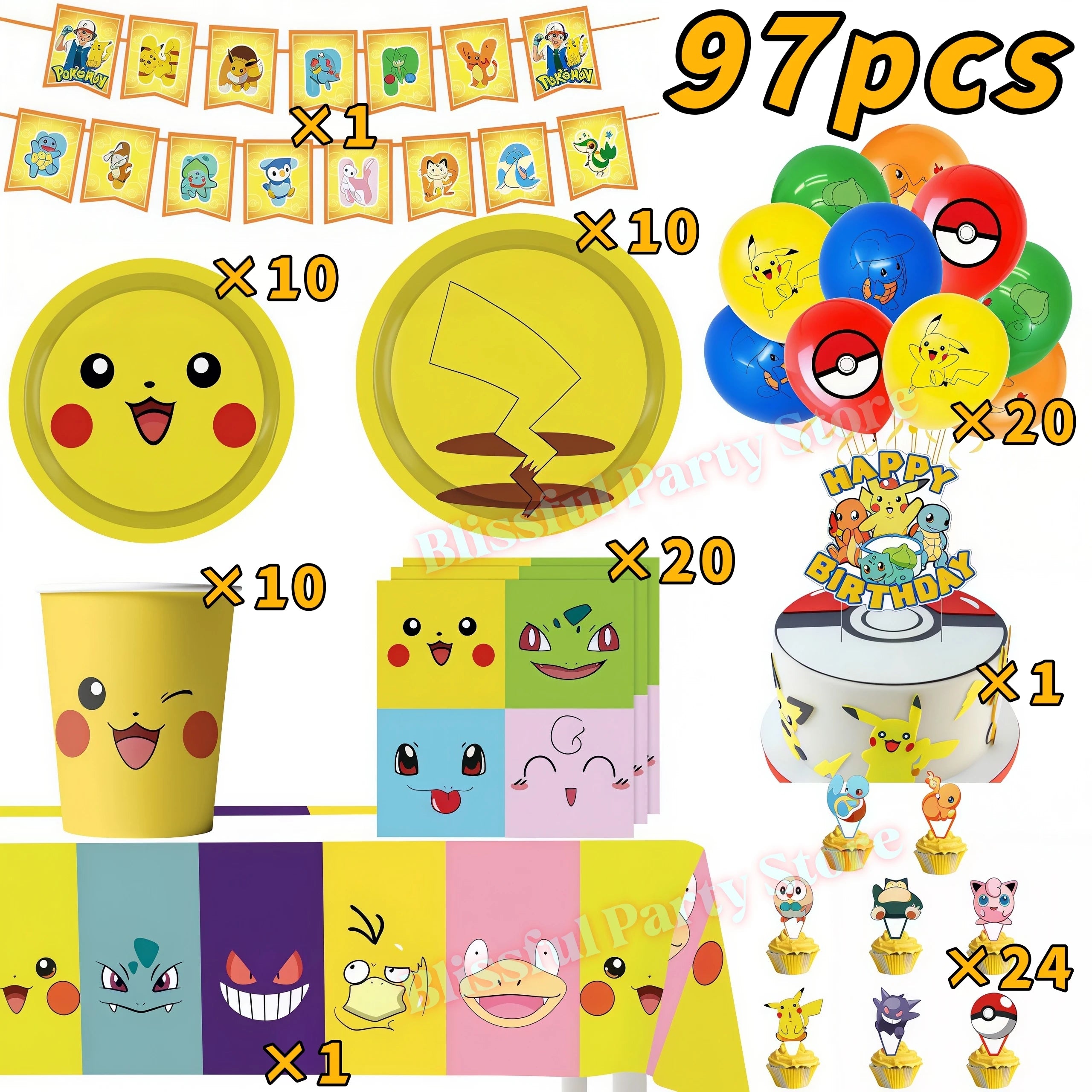 Décoration Anniversaire Pokémon – Kit Fête Pikachu