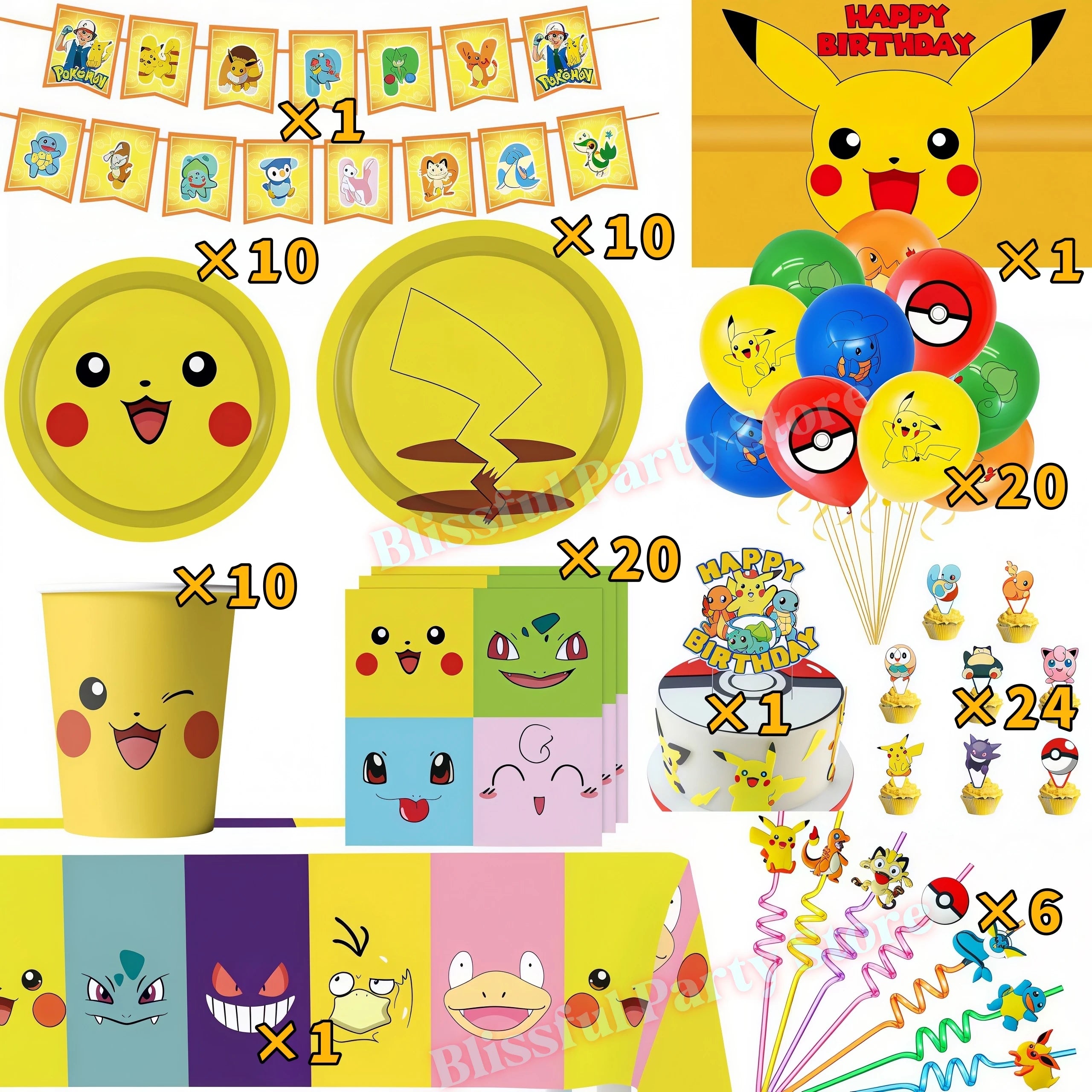 Décoration Anniversaire Pokémon – Kit Fête Pikachu