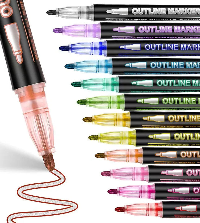 Feutres Double Ligne Métalliques – Dessin Créatif Enfant