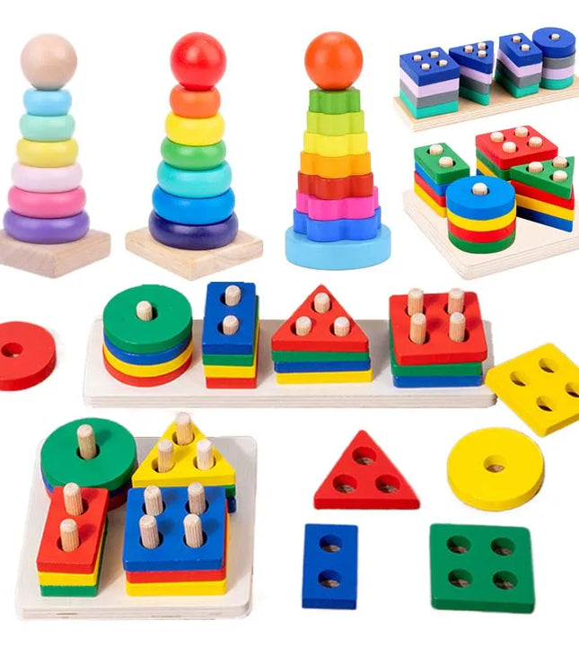 🌈 Tour Arc-en-Ciel Montessori en Bois – Jouet Éducatif Enfant