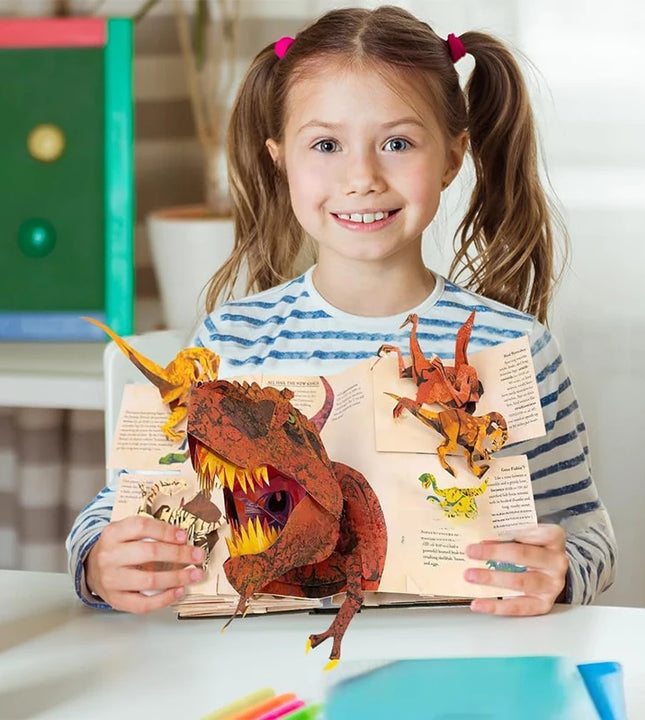 🦖 Livre Pop-Up 3D Dinosaures – Encyclopédie Interactive